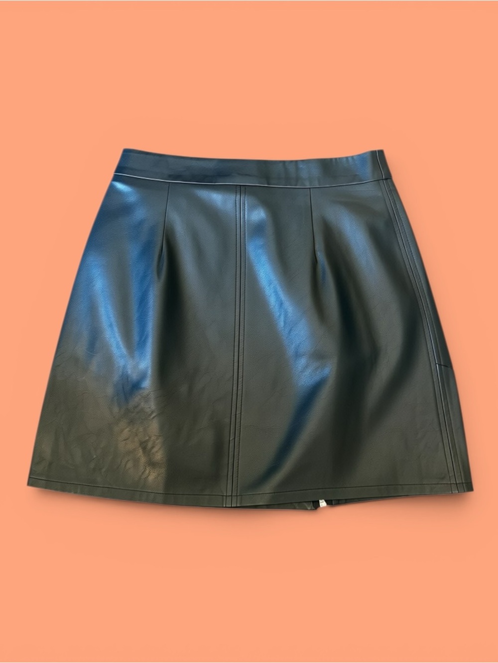 Kendall & Kylie Black Faux Leather Asymmetrical Zip Mini Skirt - Picture 3 of 3